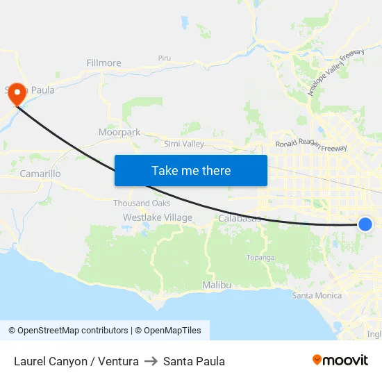 Laurel Canyon / Ventura to Santa Paula map
