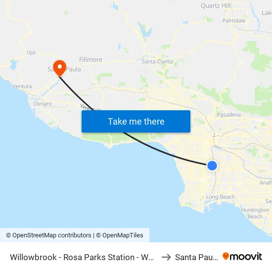 Willowbrook - Rosa Parks Station - West to Santa Paula map