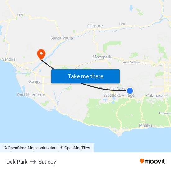 Oak Park to Saticoy map