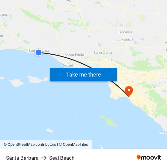 Santa Barbara to Seal Beach map