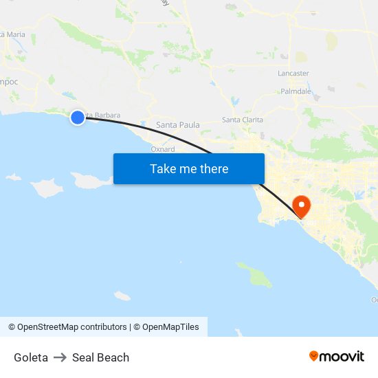 Goleta to Seal Beach map