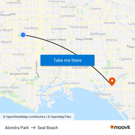 Alondra Park to Seal Beach map