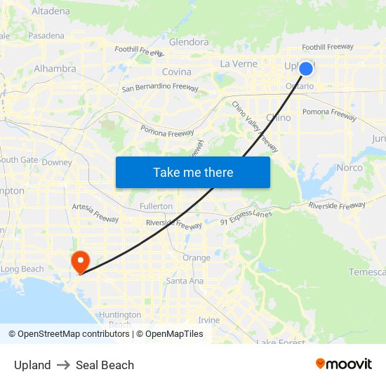 Upland to Seal Beach map