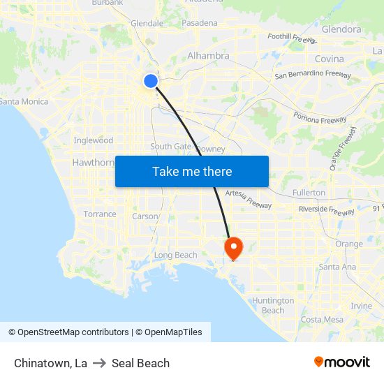 Chinatown, La to Seal Beach map