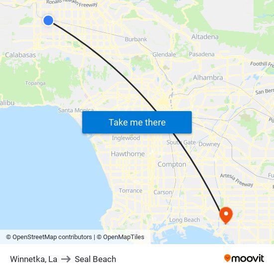 Winnetka, La to Seal Beach map