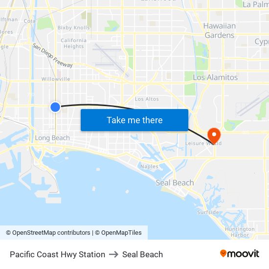 Pacific Coast Hwy Station to Seal Beach map