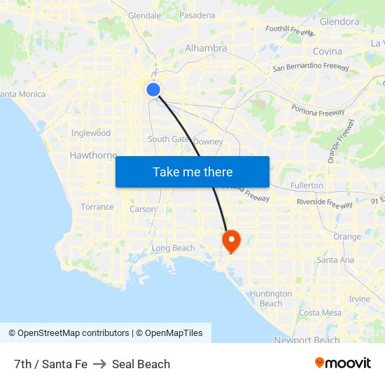7th / Santa Fe to Seal Beach map