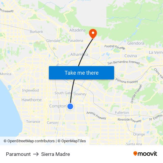 Paramount to Sierra Madre map