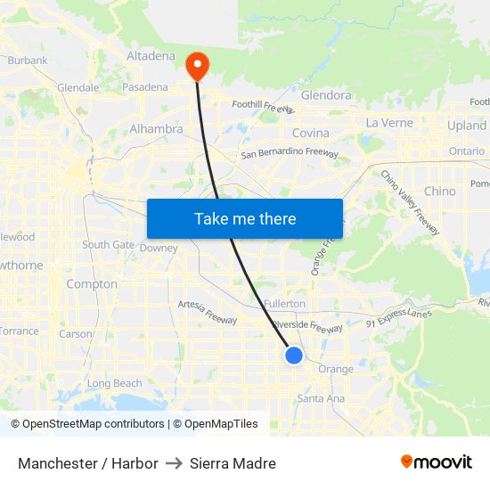 Manchester / Harbor to Sierra Madre map