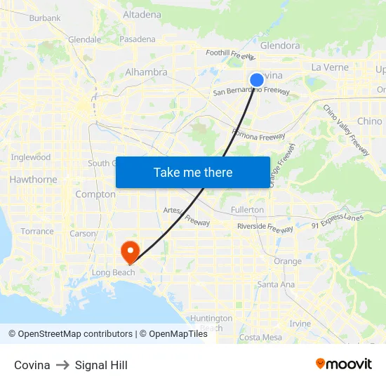 Covina to Signal Hill map