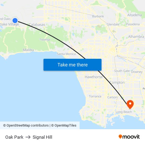 Oak Park to Signal Hill map