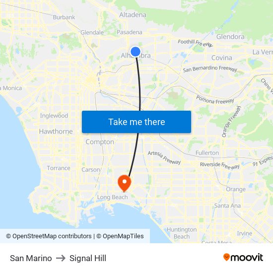 San Marino to Signal Hill map