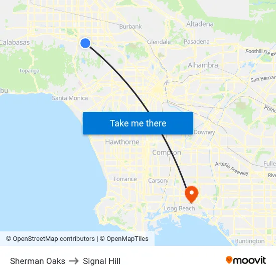 Sherman Oaks to Signal Hill map
