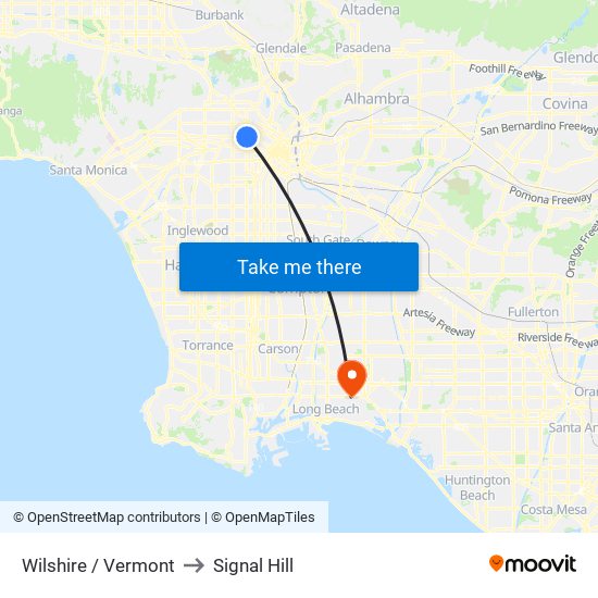 Wilshire / Vermont to Signal Hill map