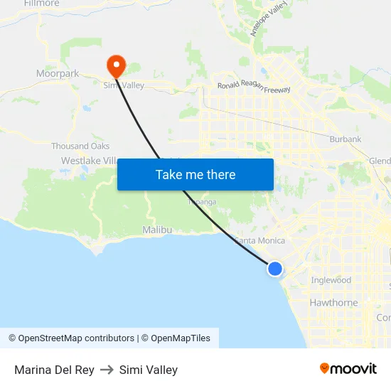 Marina Del Rey to Simi Valley map