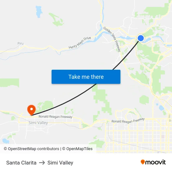 Santa Clarita to Simi Valley map