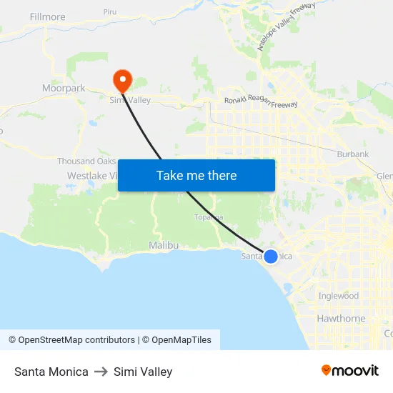 Santa Monica to Simi Valley map