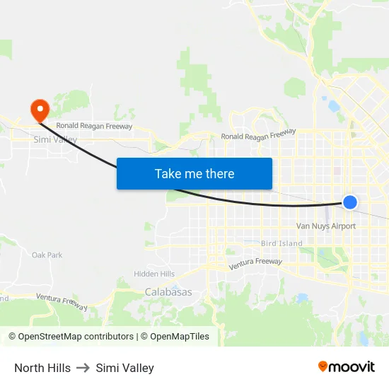 North Hills to Simi Valley map