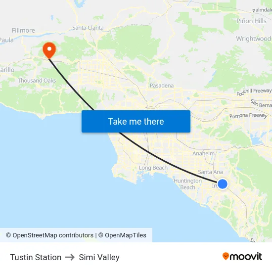 Tustin Station to Simi Valley map