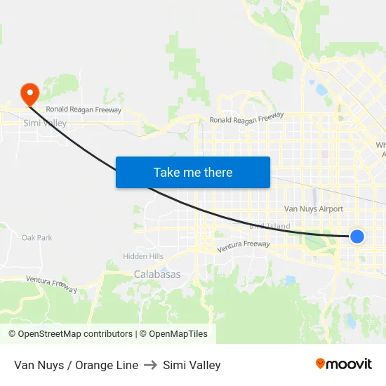 Van Nuys / Orange Line to Simi Valley map
