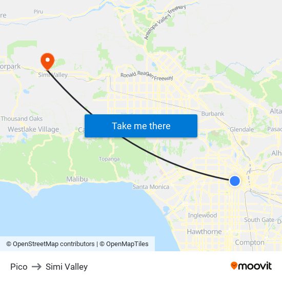 Pico to Simi Valley map