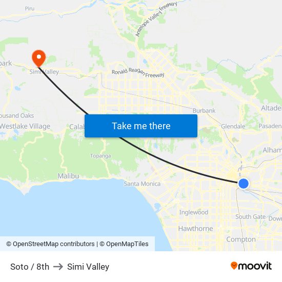 Soto / 8th to Simi Valley map