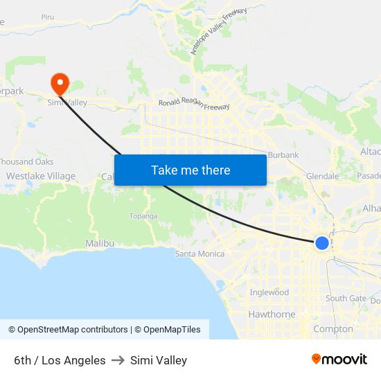 6th / Los Angeles to Simi Valley map