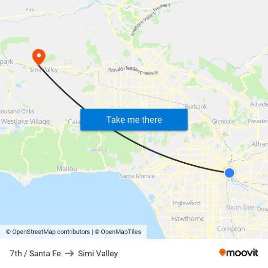 7th / Santa Fe to Simi Valley map