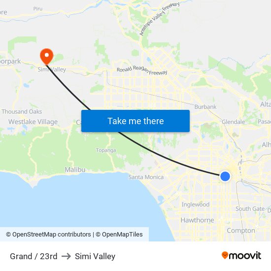 Grand / 23rd to Simi Valley map