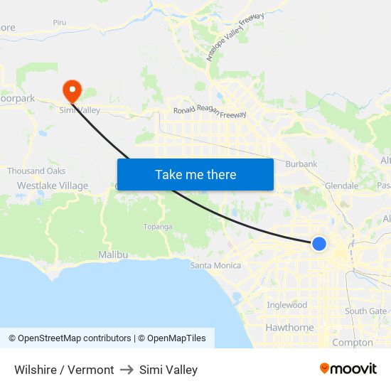 Wilshire / Vermont to Simi Valley map