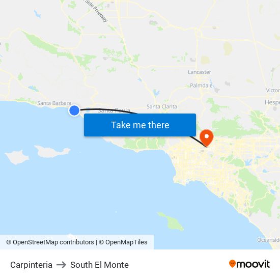 Carpinteria to South El Monte map