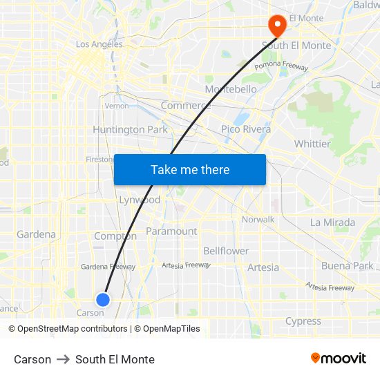 Carson to South El Monte map