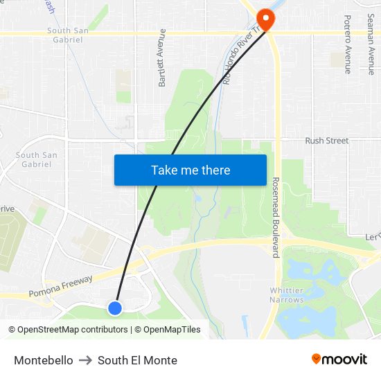 Montebello to South El Monte map