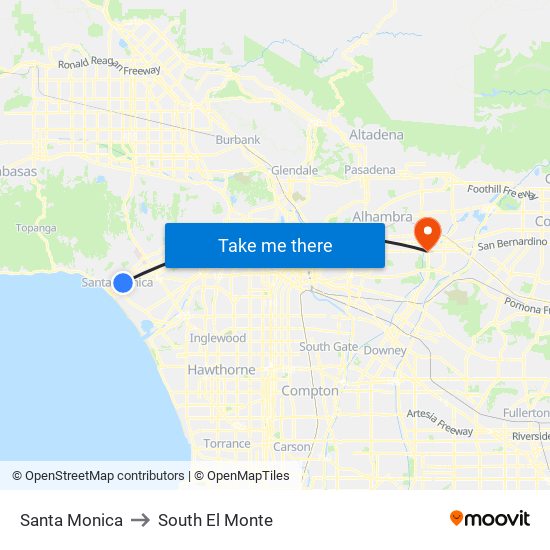 Santa Monica to South El Monte map