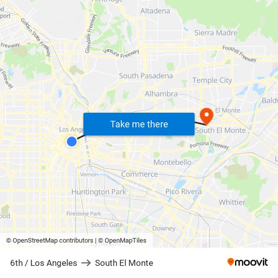 6th / Los Angeles to South El Monte map