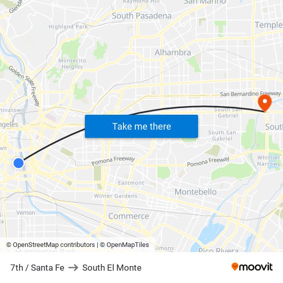 7th / Santa Fe to South El Monte map