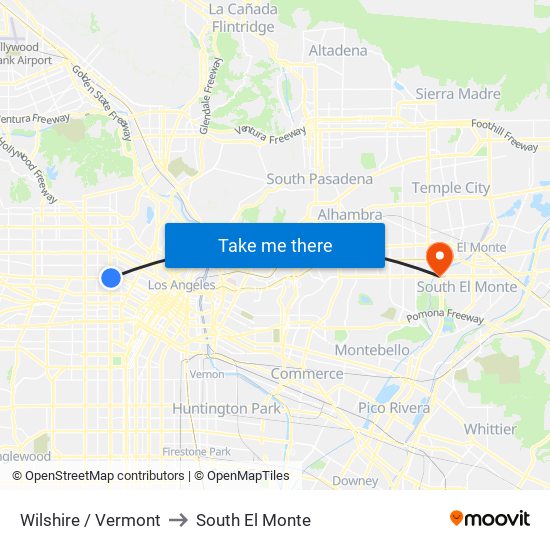 Wilshire / Vermont to South El Monte map