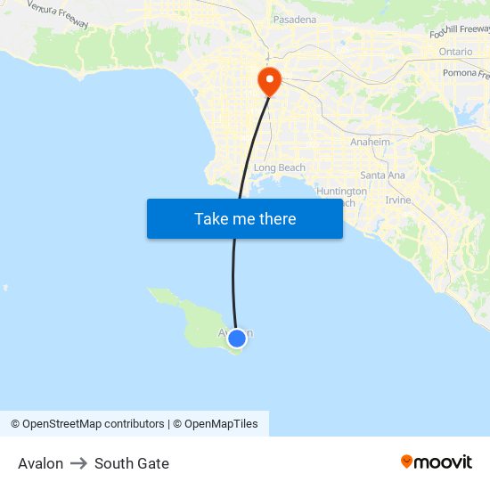 Avalon to South Gate map