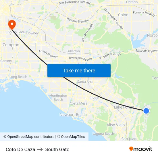 Coto De Caza to South Gate map