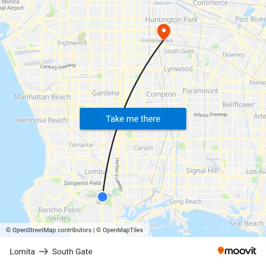 Lomita to South Gate map