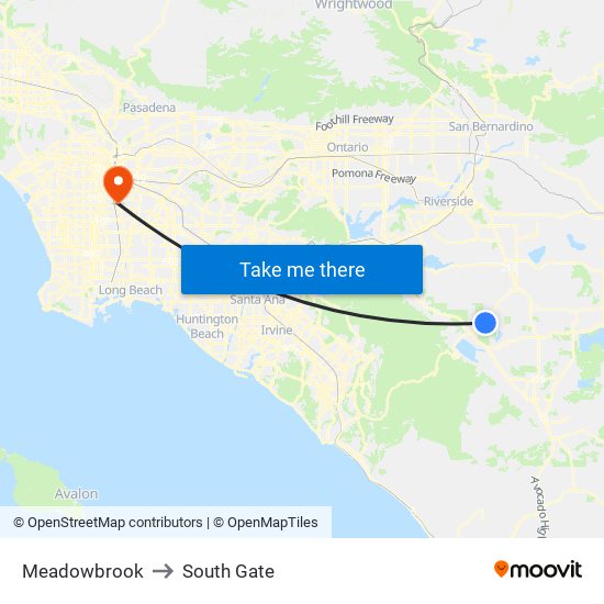 Meadowbrook to South Gate map