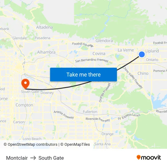 Montclair to South Gate map