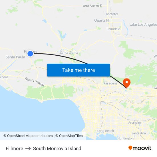 Fillmore to South Monrovia Island map