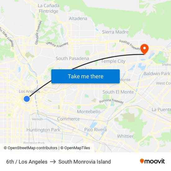 6th / Los Angeles to South Monrovia Island map