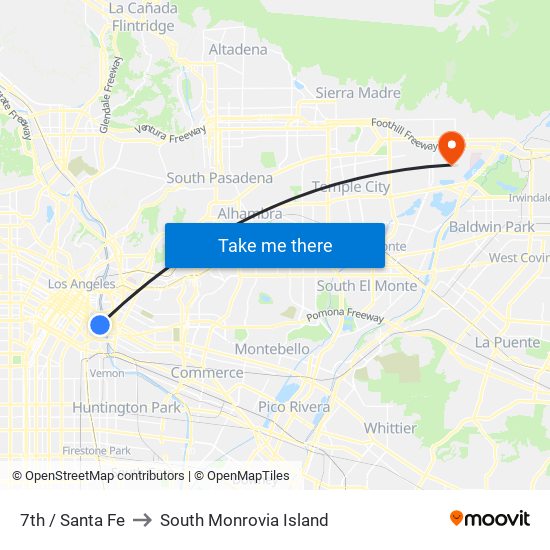 7th / Santa Fe to South Monrovia Island map