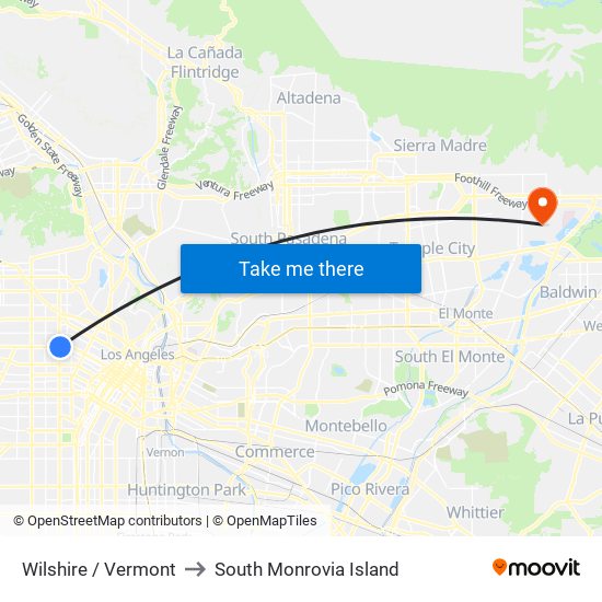 Wilshire / Vermont to South Monrovia Island map