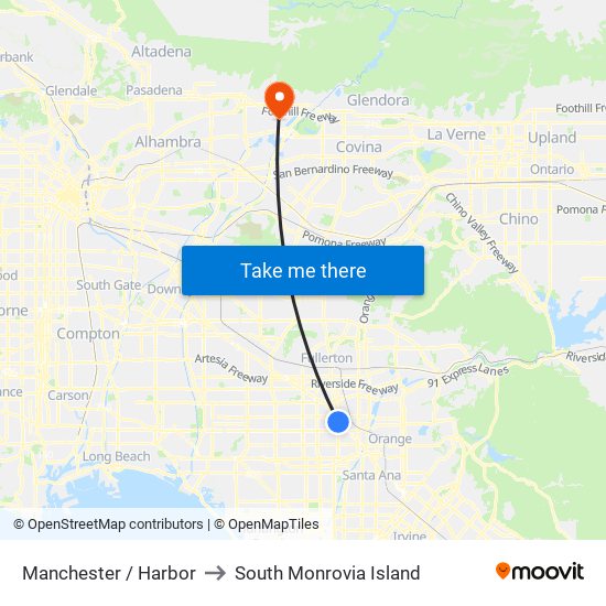 Manchester / Harbor to South Monrovia Island map