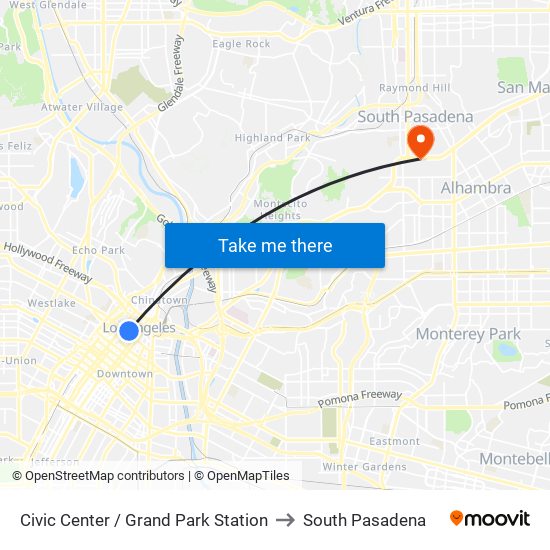 Civic Center / Grand Park Station to South Pasadena map