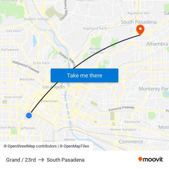 Grand / 23rd to South Pasadena map