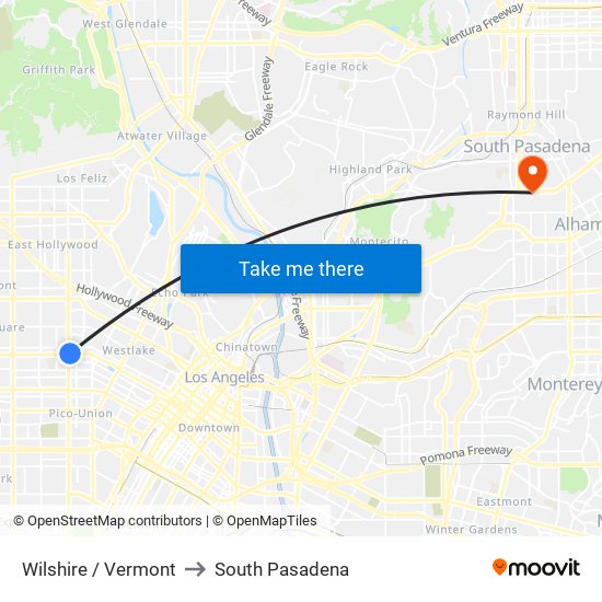 Wilshire / Vermont to South Pasadena map